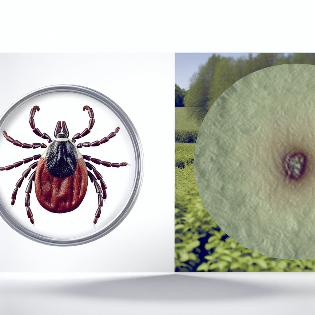 An engorged tick and a bullseye rash indicative of Lyme disease