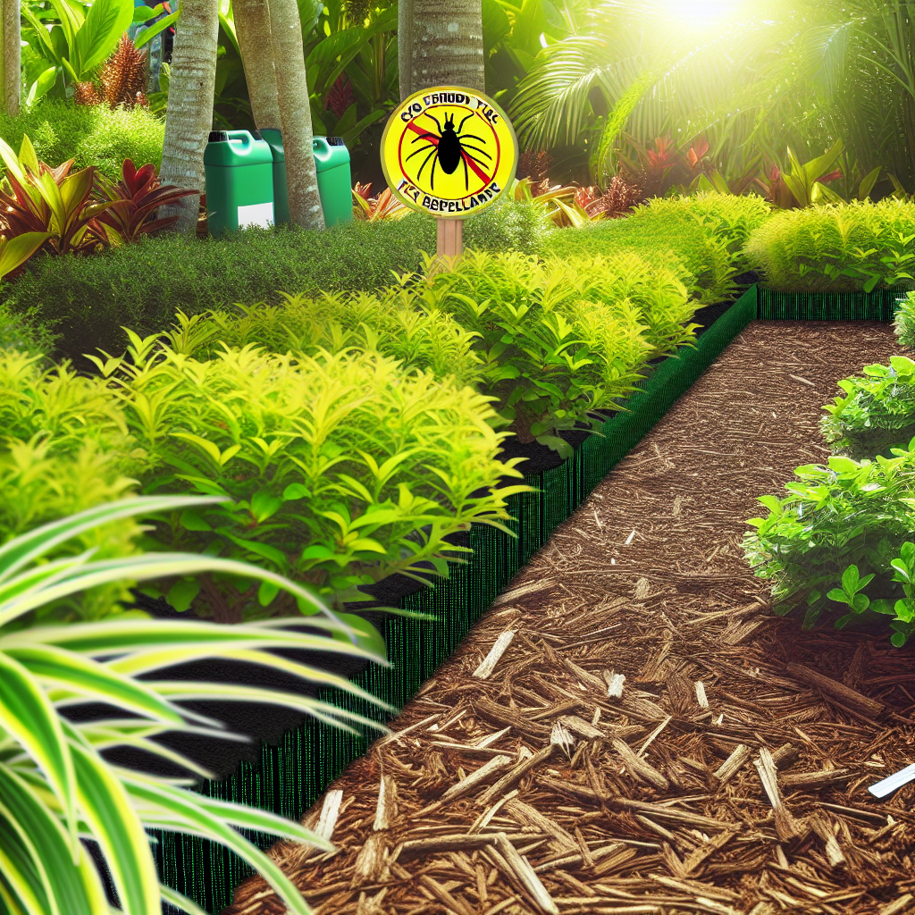 An environmentally friendly garden showcasing mulch barriers and trimmed vegetation