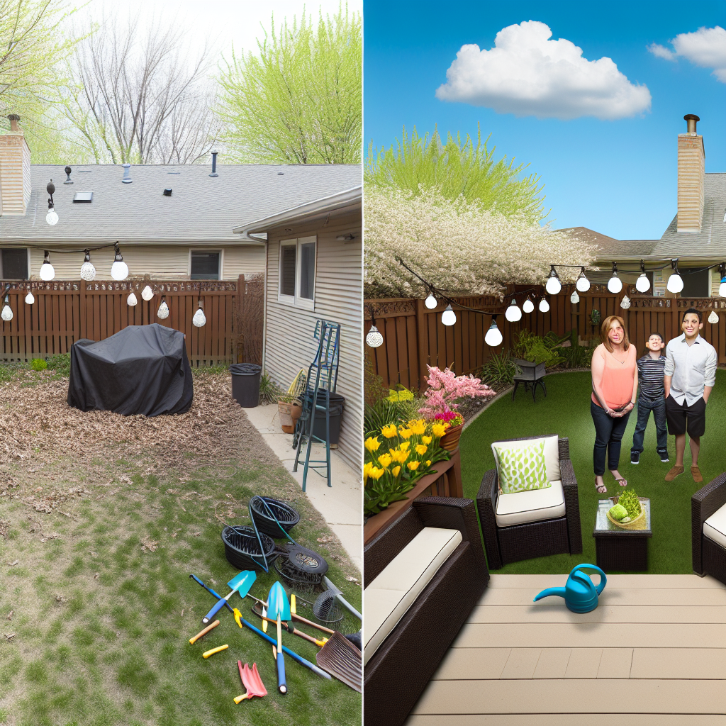 Backyard transformed into a clean, inviting space after spring cleaning