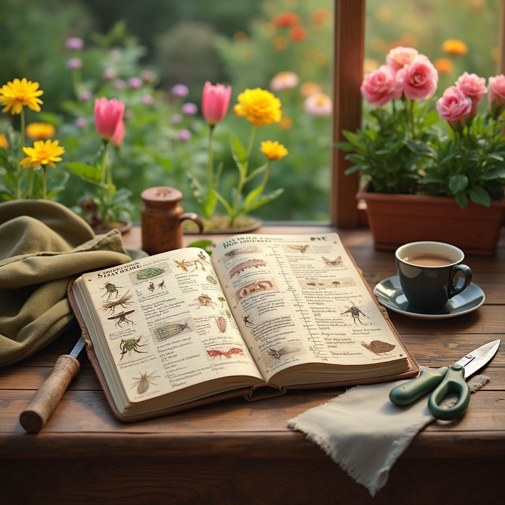 Detailed garden journal entry showing pest and disease management