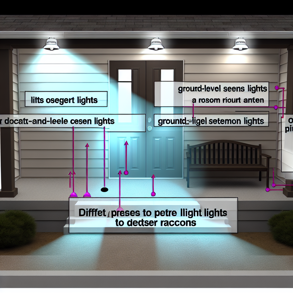 Diagram showing strategic light placement around a porch