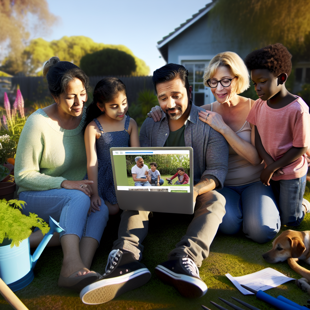 Family learning about tick prevention through online resources
