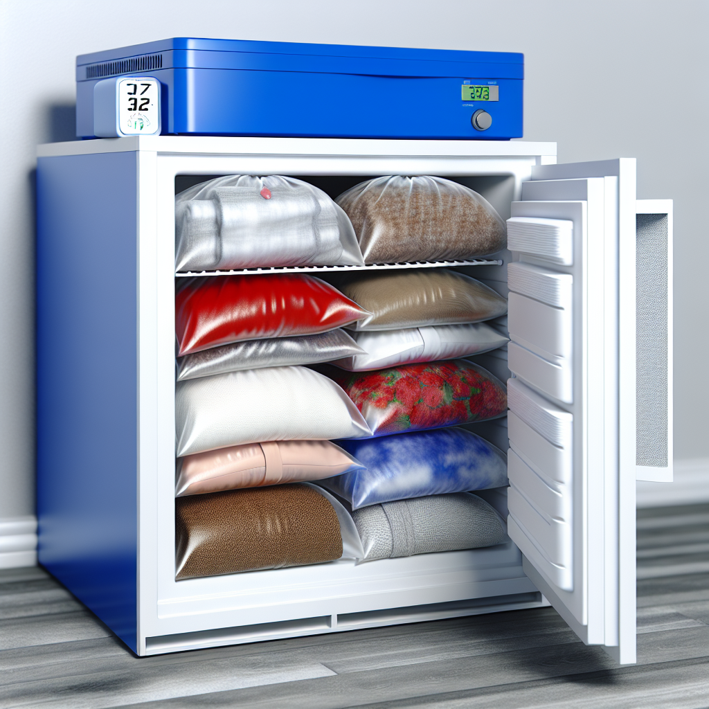 Freezing clothing to kill moth larvae