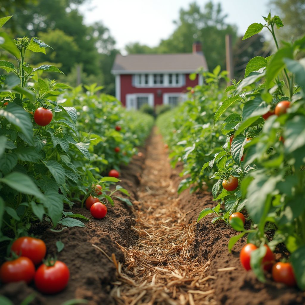 Garden showing crop rotation and mulching in practice