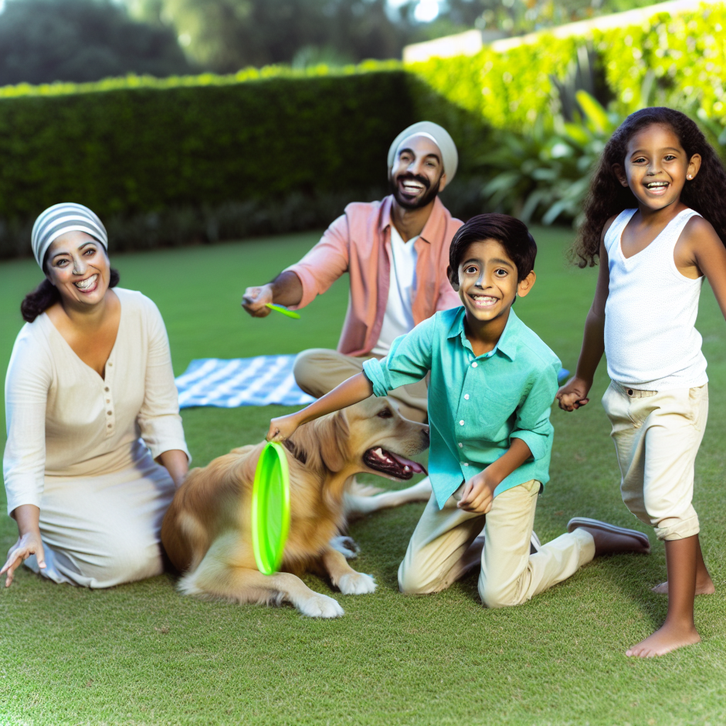 Happy family enjoying a tick-free backyard