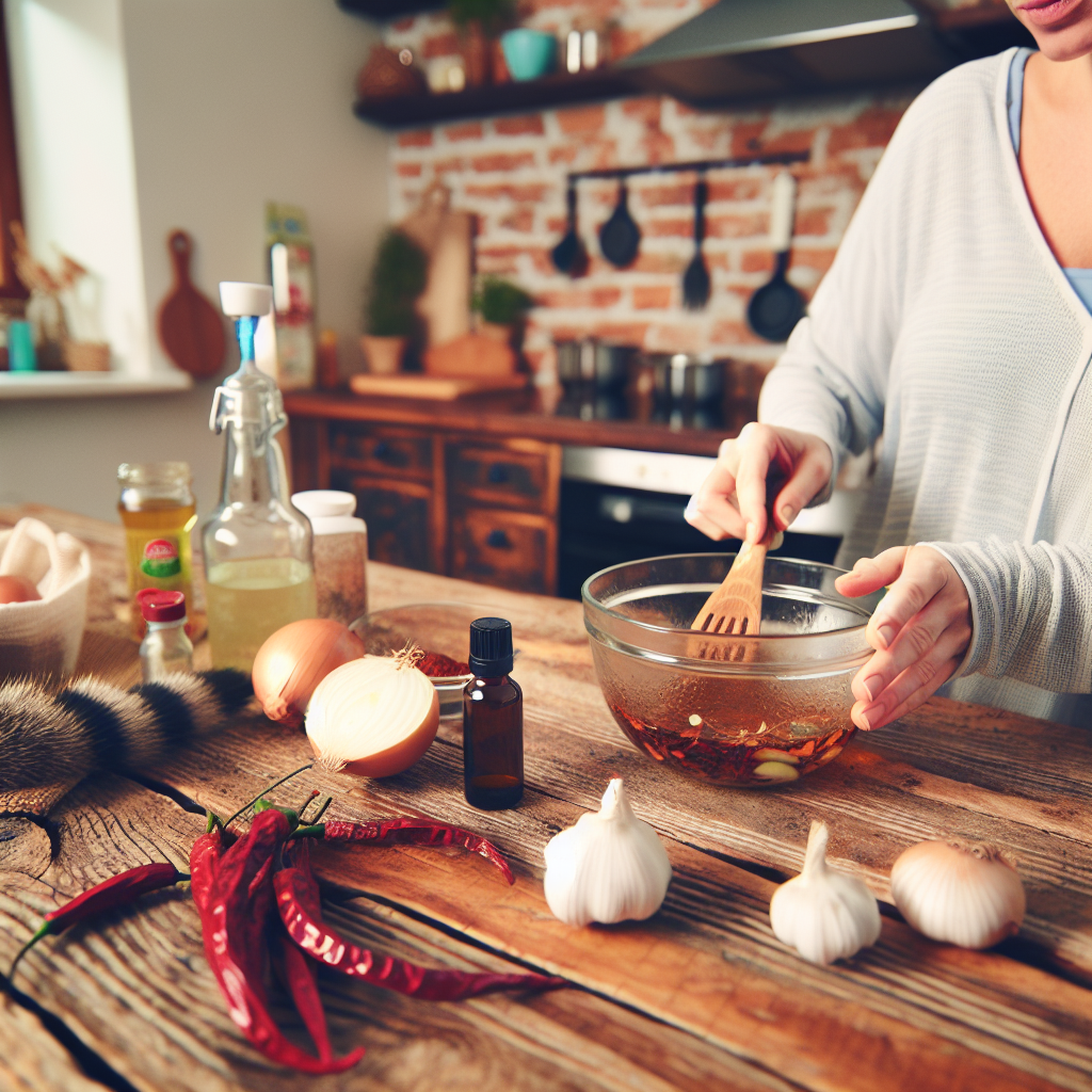 Illustration of mixing natural repellent ingredients