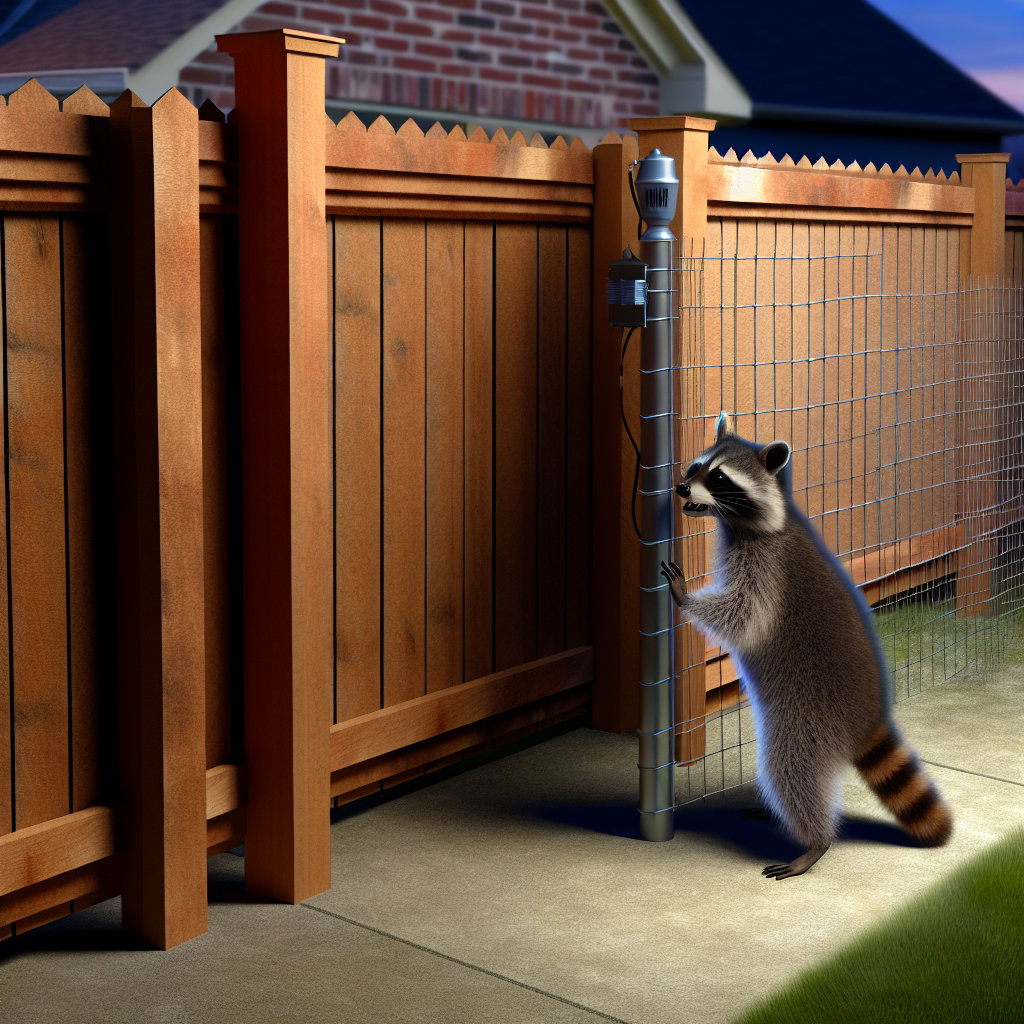 Illustration of various fencing options for raccoon deterrence