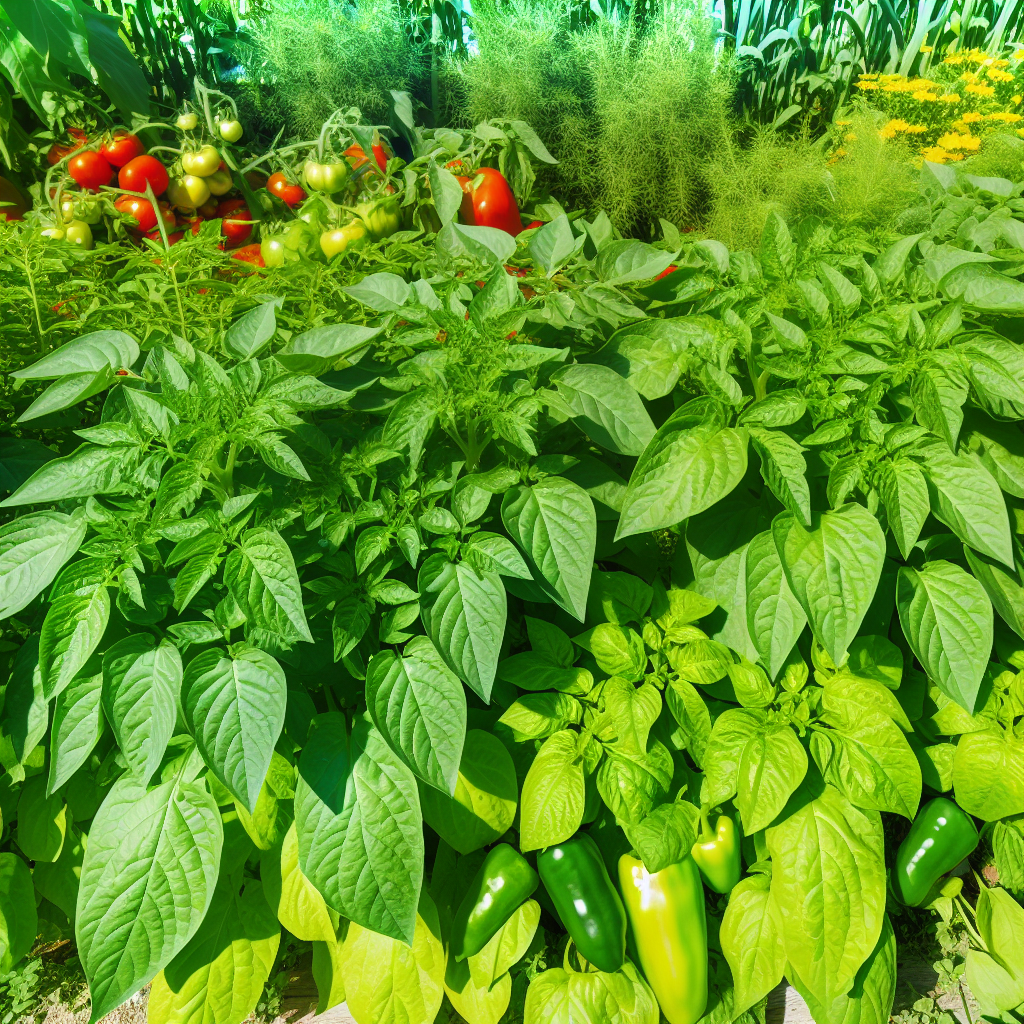 Natural garden setting with various vegetable plants