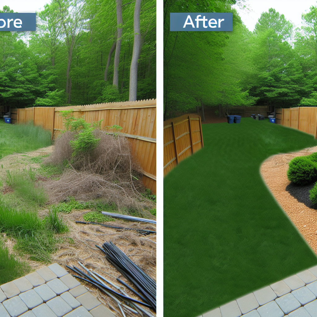 Overgrown yard being transformed into a neat and tick-resistant space