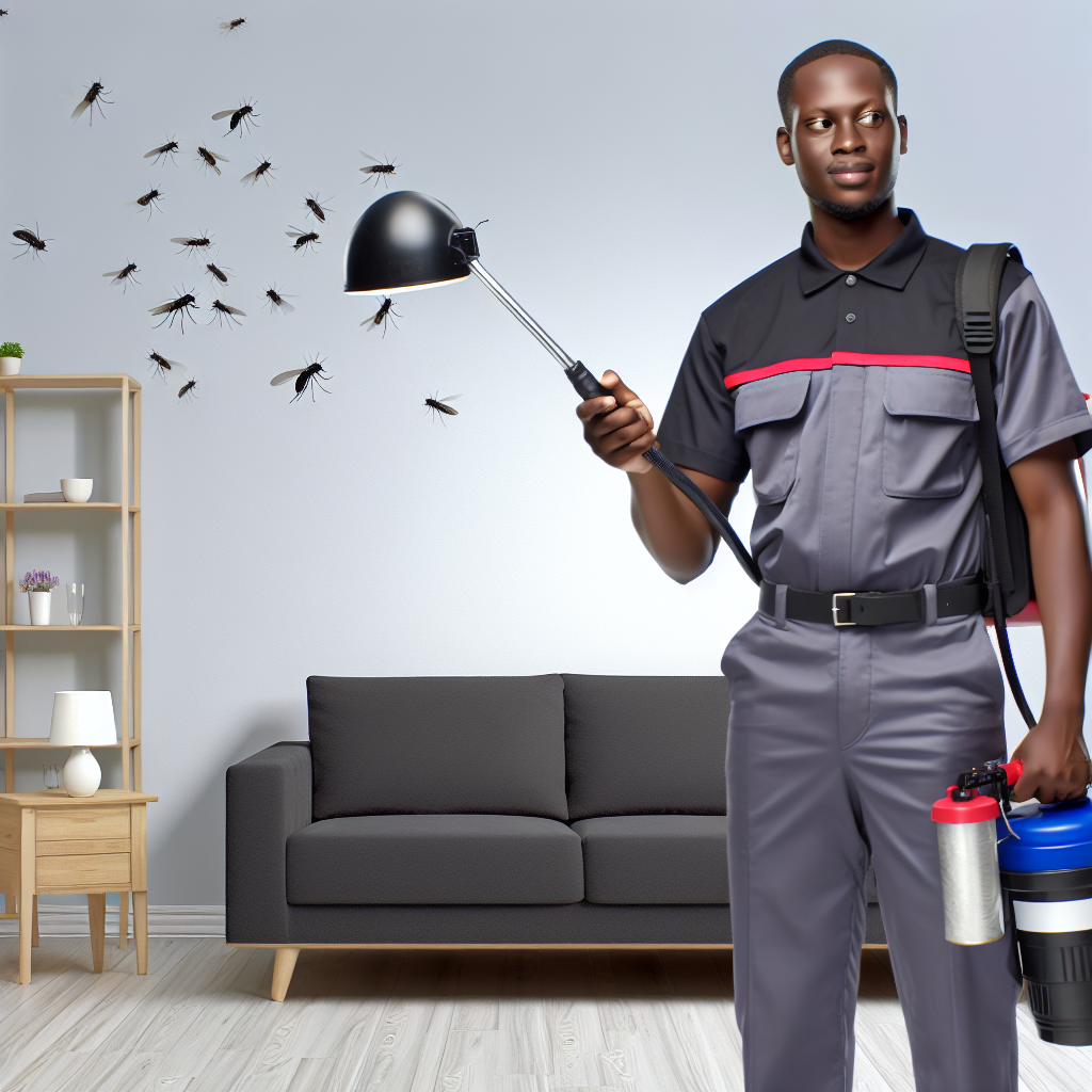 Professional pest control services at work in a home