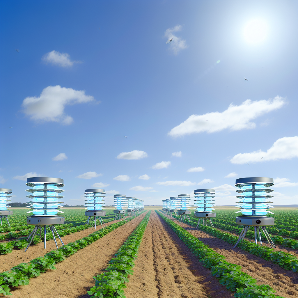 Row of insect traps in an agriculture field