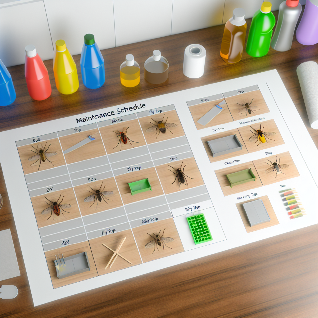 Table showing a maintenance schedule for various DIY fly traps