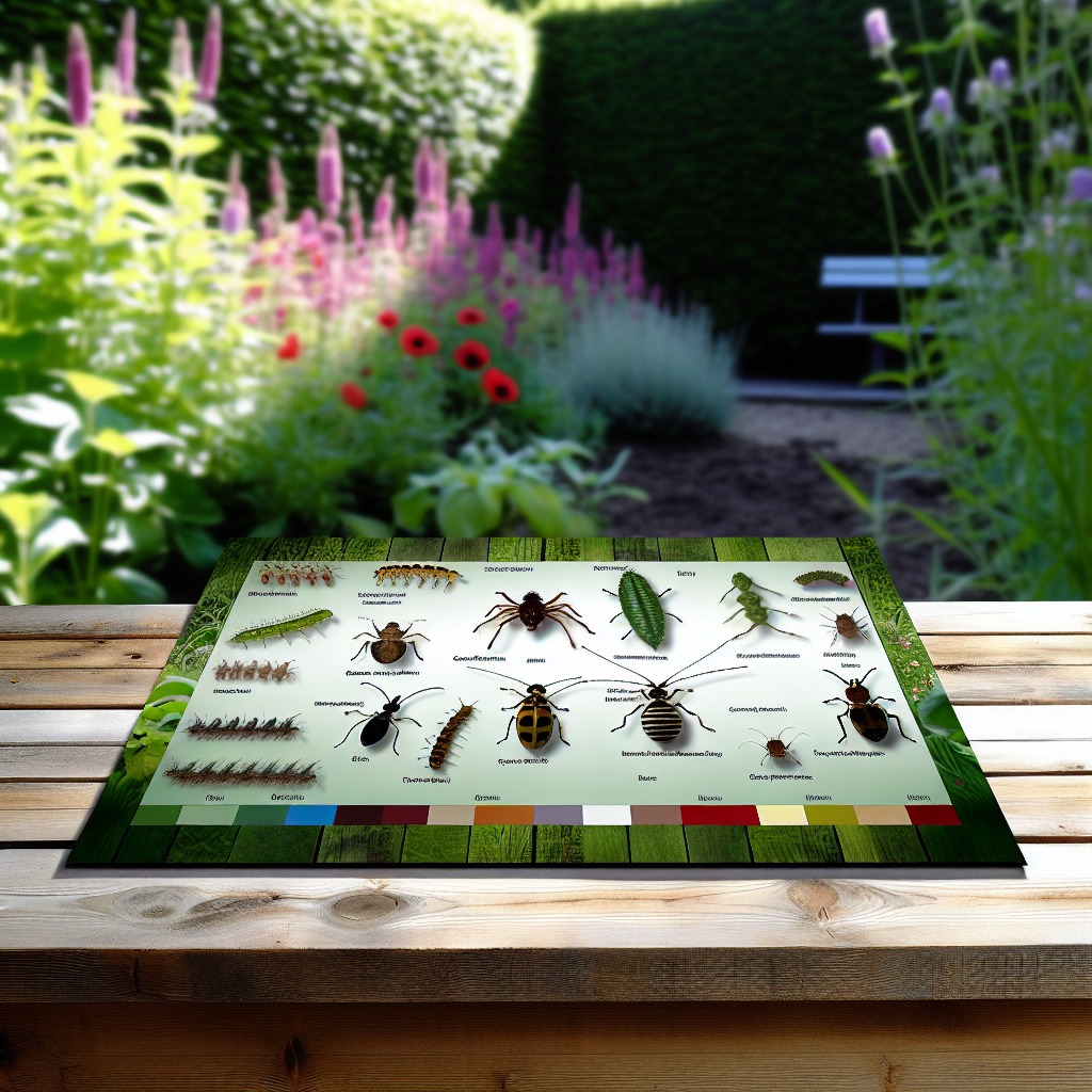 Table with icons of pests and beneficial insects