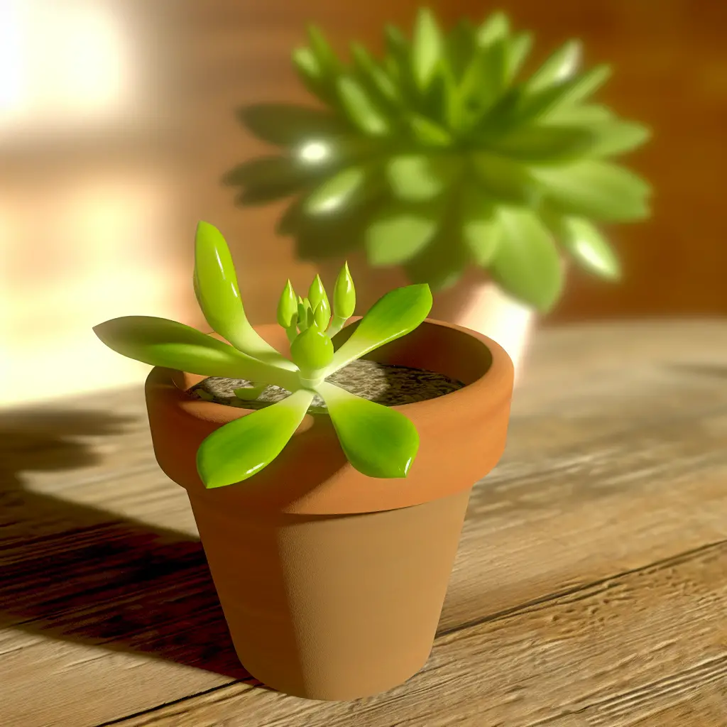 Succulent plant with visible new growth, indicating readiness for spring care