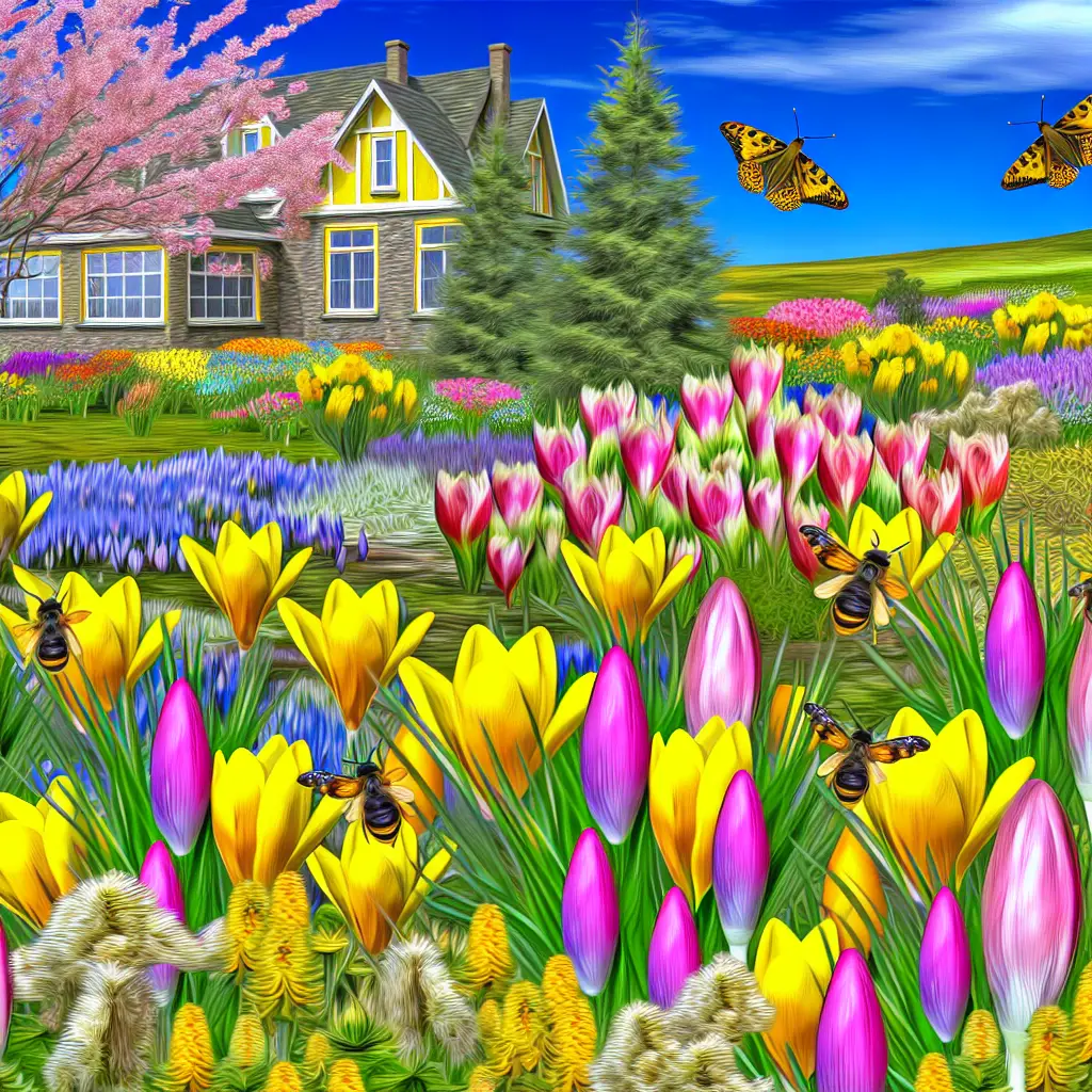 Bright and colorful spring blooms, representing hope and early food for waking pollinators