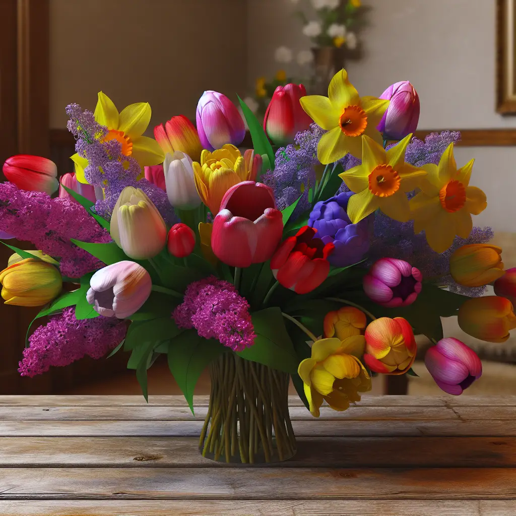 A beautifully curated spring bouquet featuring a mix of the top fresh picks for spring cut flowers