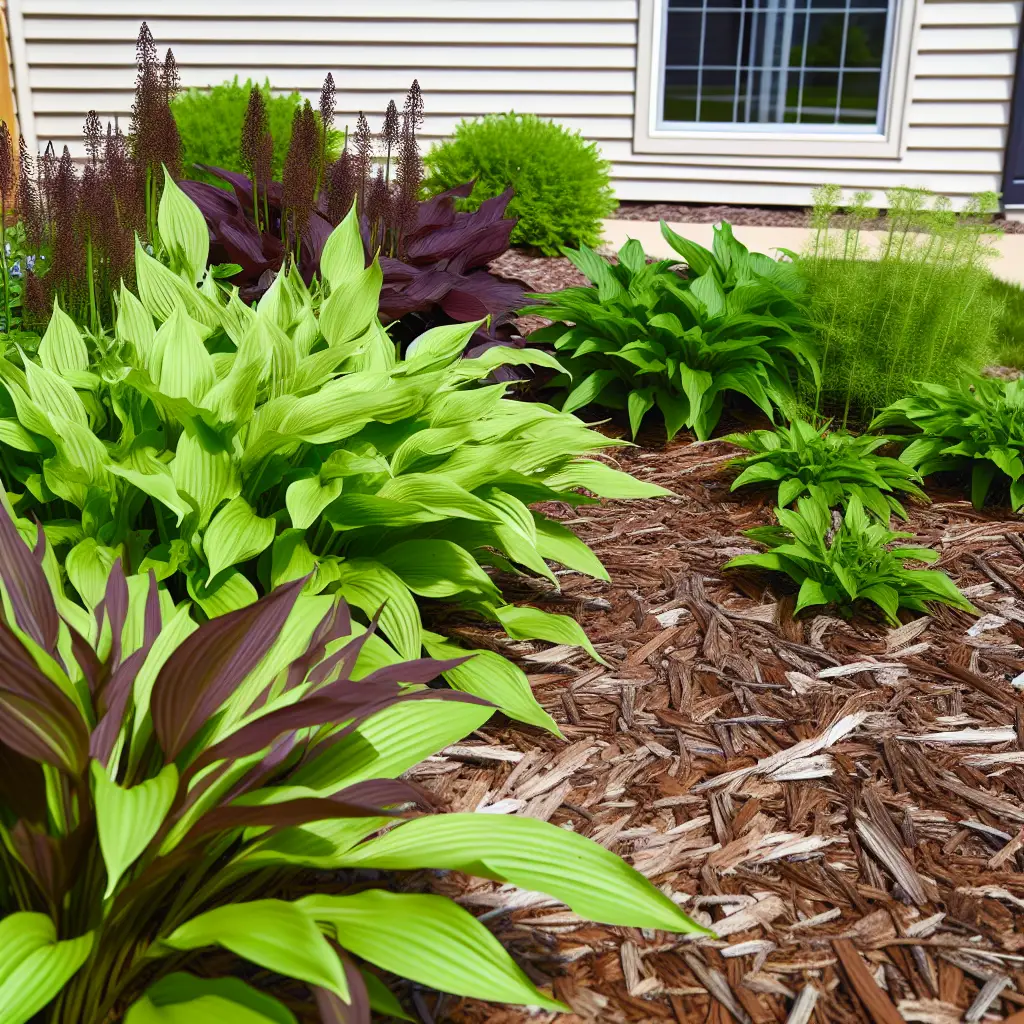 Close-up of mulched garden bed emphasizing the benefits of mulching in garden care