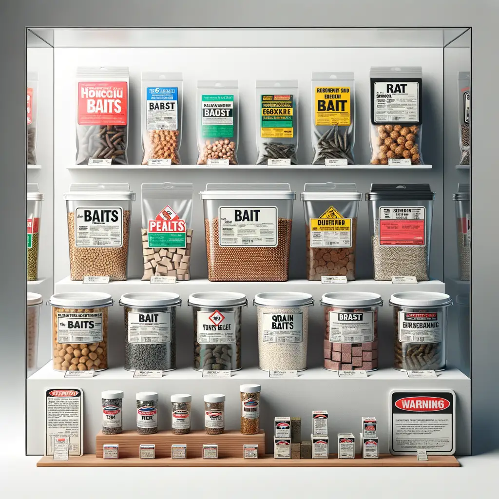 Selection of various rat baits and their packaging